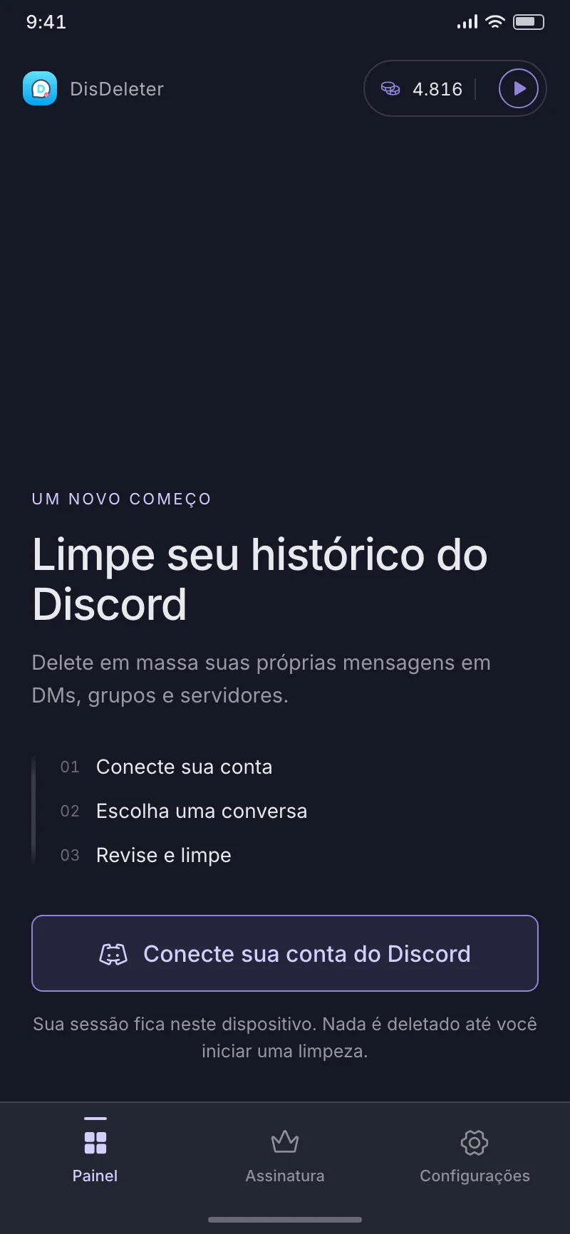 Ligue a sua conta